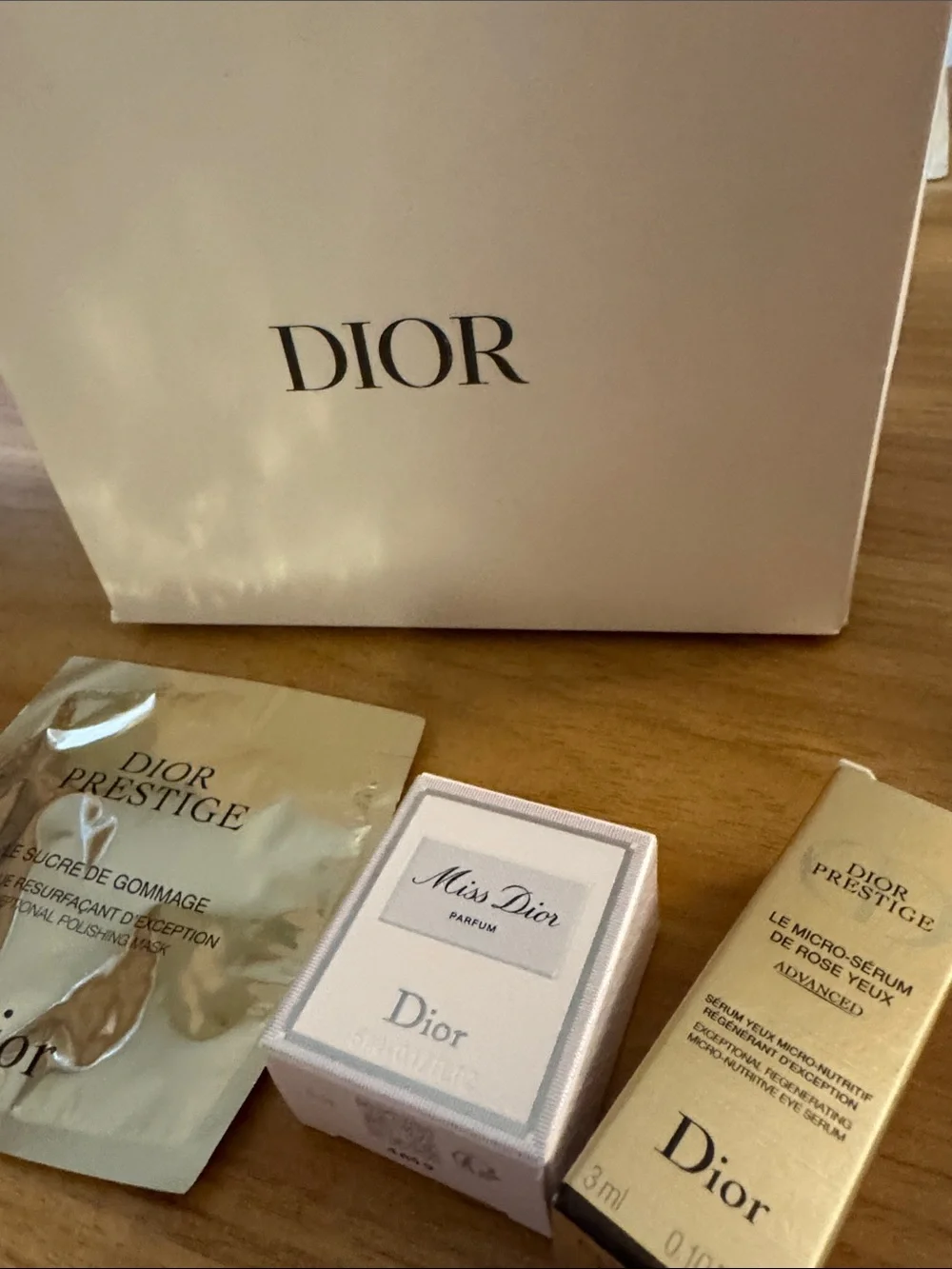 Dior Cream Embroidered Logo Makeup Pouch w/Snap Handle Bundle
